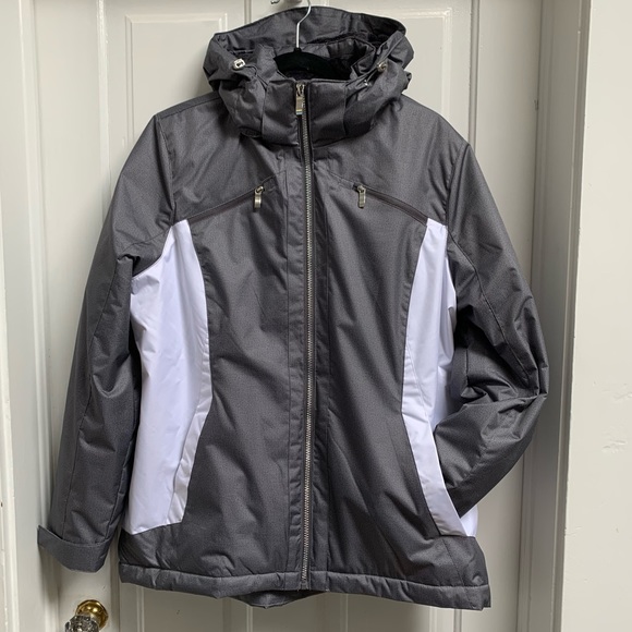 ZEROXPOSUR WHITE AND SILVER COLORBLOCK WOMENS XL INSULATED SNOW HOODED NWOT - Picture 5 of 14